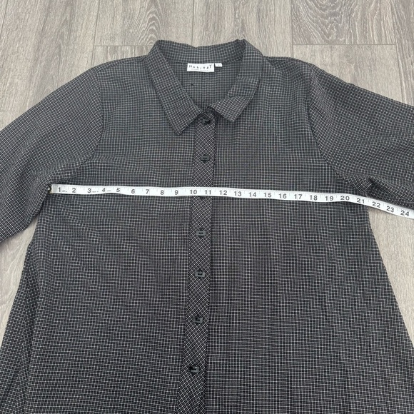 Habitat Clothes to Live In Womens Top L Gray Black Plaid Gingham Buttons - Picture 8 of 10